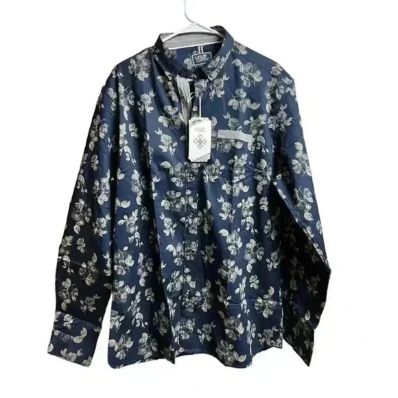 Voiz Homme Long Sleeve Basic Button Down Left Pocket Shirts for Men - Picture 1 of 11